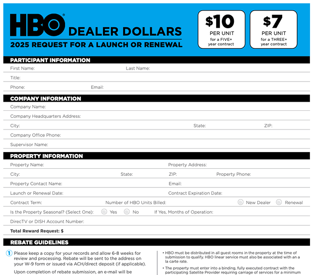HBO Dealer Dollars Claim Form